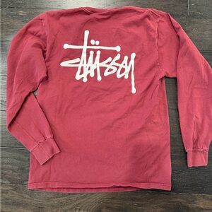 Vintage Stüssy Red Burgundy Long Sleeve Shirt M